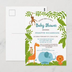 Inbjudan till Cute Safari Jungle Animal Baby Showe