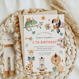 Inbjudan till Cute Safari Party Animals Barns föde