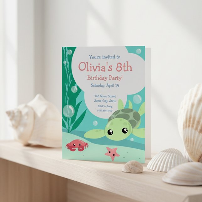 Inbjudan till Cute Sea Turtle Birthday (Skapare uppladdad)