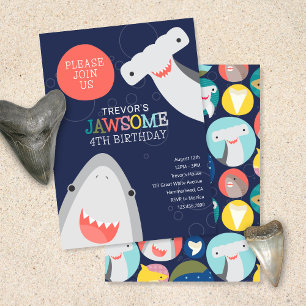 Inbjudan till Cute Shark Species Barns födelsedag