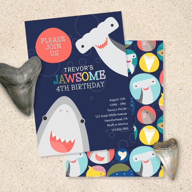 Inbjudan till Cute Shark Species Barns födelsedag (Skapare uppladdad)