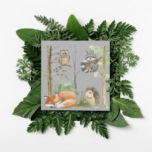 Inbjudan till Cute simple woodland animals