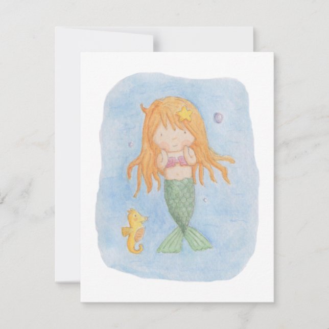 Inbjudan till Cute Sjöjungfru Flick kalas (Framsida)