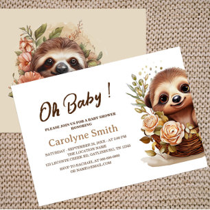 Inbjudan till Cute Sloth Baby Shower