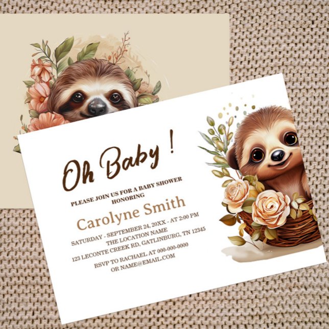 Inbjudan till Cute Sloth Baby Shower (Skapare uppladdad)