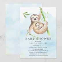 Inbjudan till Cute Sloth Baby Shower