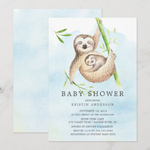 Inbjudan till Cute Sloth Baby Shower