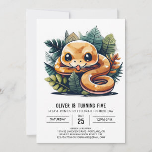 Inbjudan till Cute Snake Jungle Birthday
