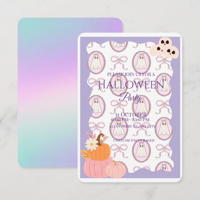 Inbjudan till Cute Spooky Halloween fest (Fram/baksida)