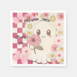 Inbjudan till Cute Spooky Rosa Daisy Halloween fes Pappersservett