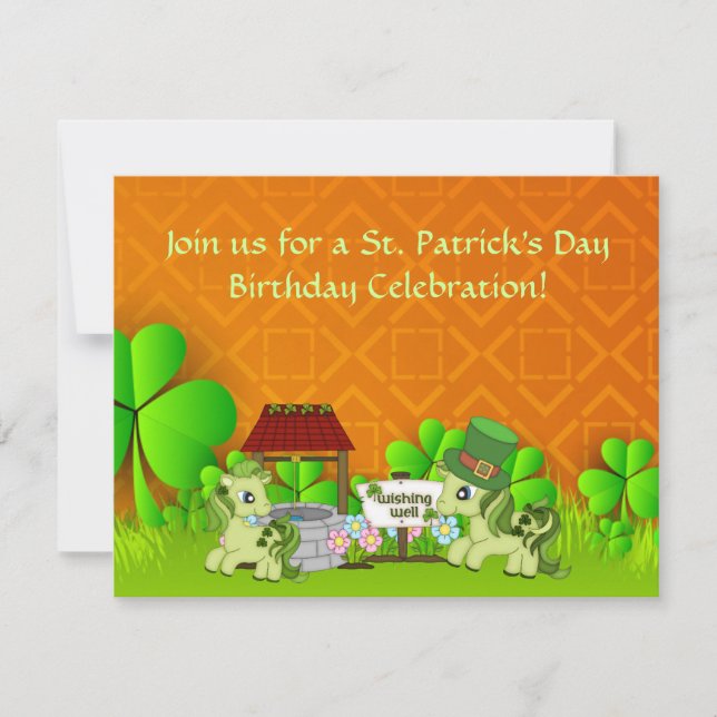 Inbjudan till Cute St patrick's day Horse Birthday (Framsida)