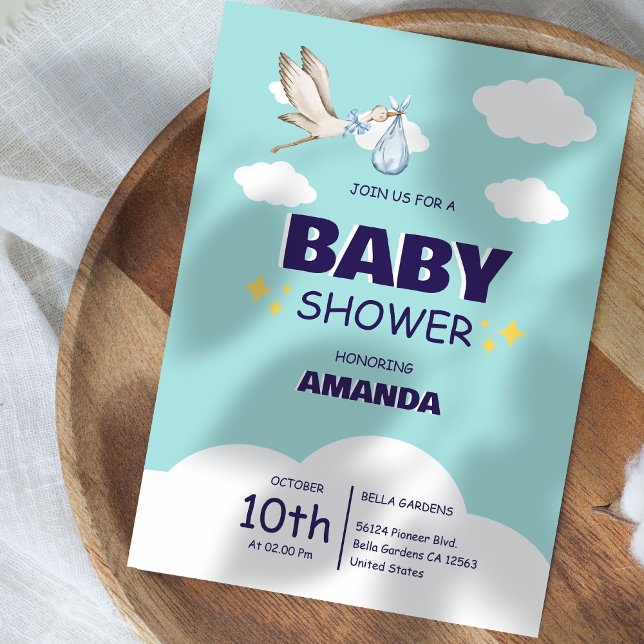 Inbjudan till Cute Stork Baby Shower (Skapare uppladdad)