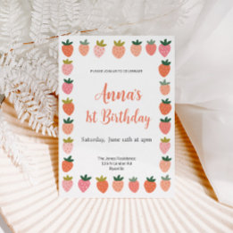 Inbjudan till Cute Strawberry Birthday