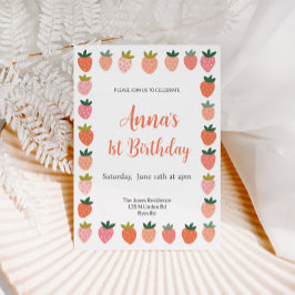 Inbjudan till Cute Strawberry Birthday