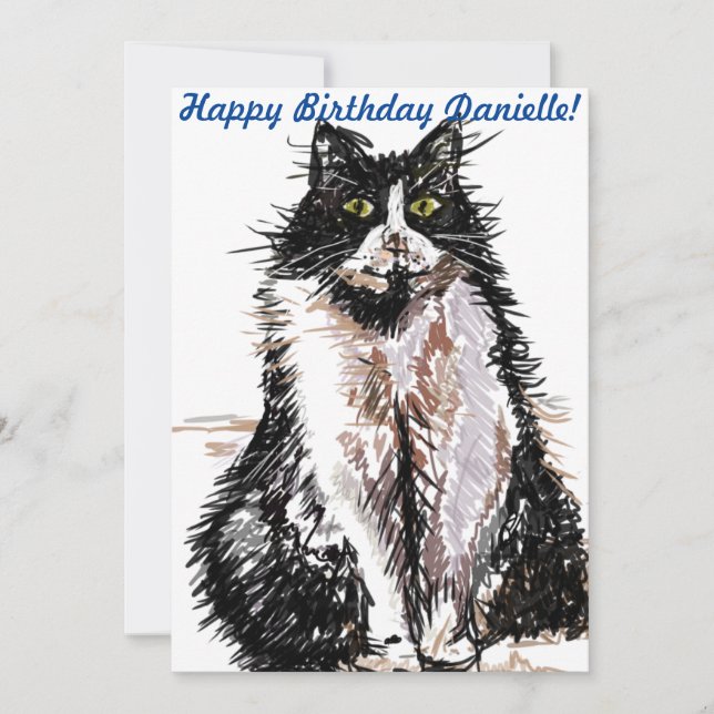 Inbjudan till Cute Tuxedo Cat Animal Birthday Barn (Framsida)