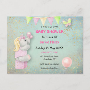 Inbjudan till Cute Unicorn/Butterflies Baby Shower
