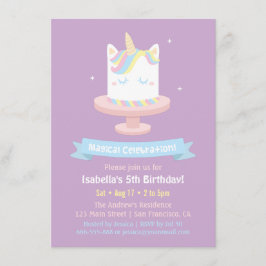 Inbjudan till Cute Unicorn Cake Flick kalas
