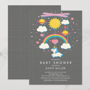 Inbjudan till Cute Unicorn Mobile Baby Shower