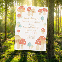 Inbjudan till Cute Watercolor Mushroom Barns födel