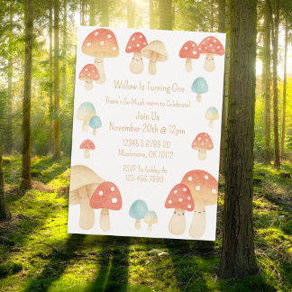 Inbjudan till Cute Watercolor Mushroom Barns födel