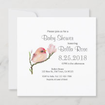 Inbjudan till Cute Whimsical Redpoll Bird Baby Sho