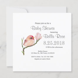 Inbjudan till Cute Whimsical Redpoll Bird Baby Sho