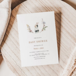 Inbjudan till Cute Wildblomma Bunny Tan Baby Showe