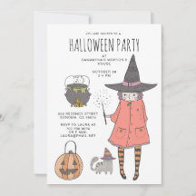 Inbjudan till Cute Witch Barn Halloween fest