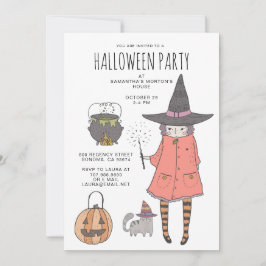 Inbjudan till Cute Witch Barn Halloween fest