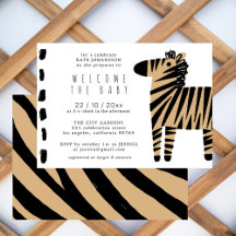 Inbjudan till Cute Zebra Natural Baige Baby Shower