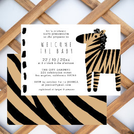 Inbjudan till Cute Zebra Natural Baige Baby Shower