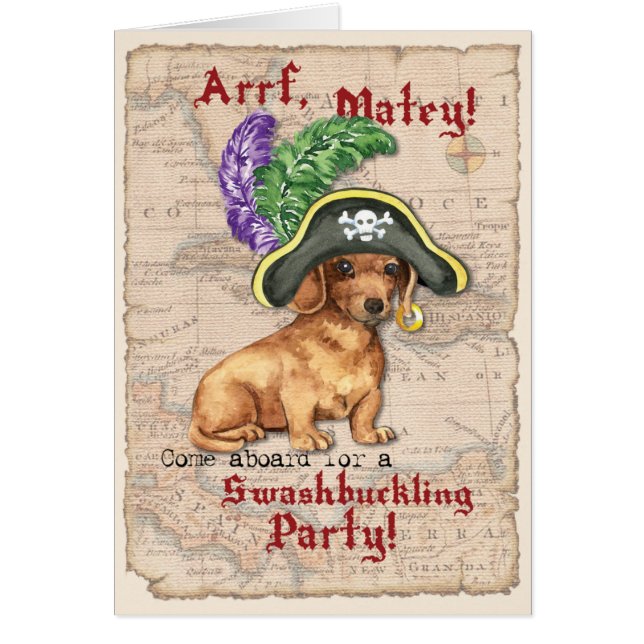 Inbjudan till Dachshund Pirat OBS Kort (Framsidan)