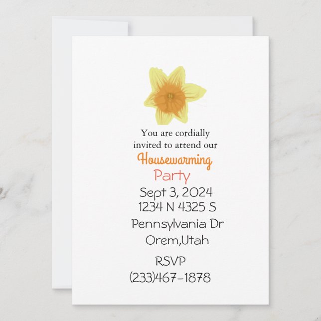 Inbjudan till Daffodil Blommigt Houseuppvärmningsp (Framsida)