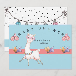 Inbjudan till daglig Rosa och Blue Llama Baby Show