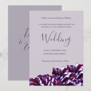 Inbjudan till Dahlia-blommor, lilac elegant bröllo