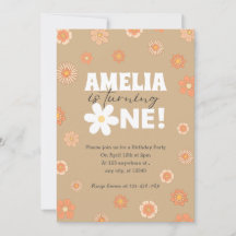 Inbjudan till daisy Beige första födelsedag