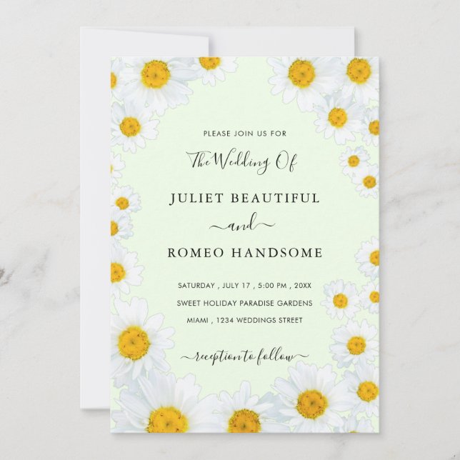 Inbjudan till daisy Flowers Framed Wedding (Framsida)