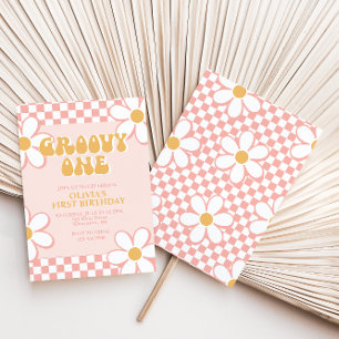 Inbjudan till Daisy för Groovy One Retro Check Ros