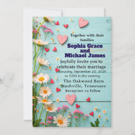 Inbjudan till Daisy och hjärtbröllop