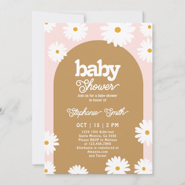 Inbjudan till daisy Retro Baby Shower (Framsida)
