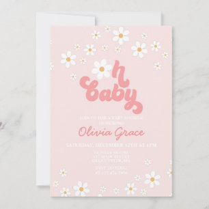 Inbjudan till daisy Rosa Retro Groovy Baby Shower