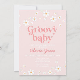 Inbjudan till daisy Rosa Retro Groovy Baby Shower