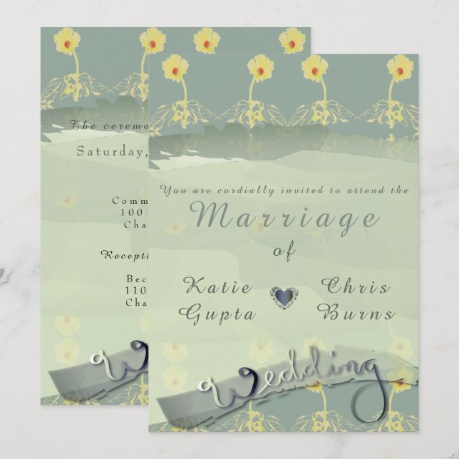 Inbjudan till daisy Slate Wedding (Fram/baksida)