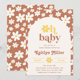 Inbjudan till Daisyn Retro Baby Shower Retro Bab