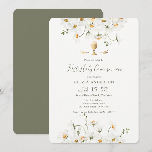 Inbjudan till daisyns första Blommigt till gemensa (Fram/baksida)