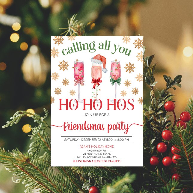 Inbjudan till dam kvällspartiet (Calling All You Ho Ho Hos Ladies Night Friendsmas Christmas Party Invitation)