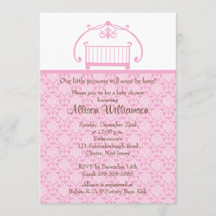 Inbjudan till Damask Crib Girl Baby Shower