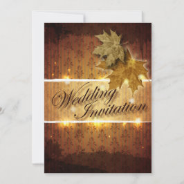 Inbjudan till Damask Golden Löv Fall Wedding