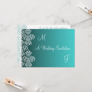Inbjudan till Damask Turkvoise Wedding
