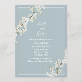 Inbjudan till dammblå och vit blommigt